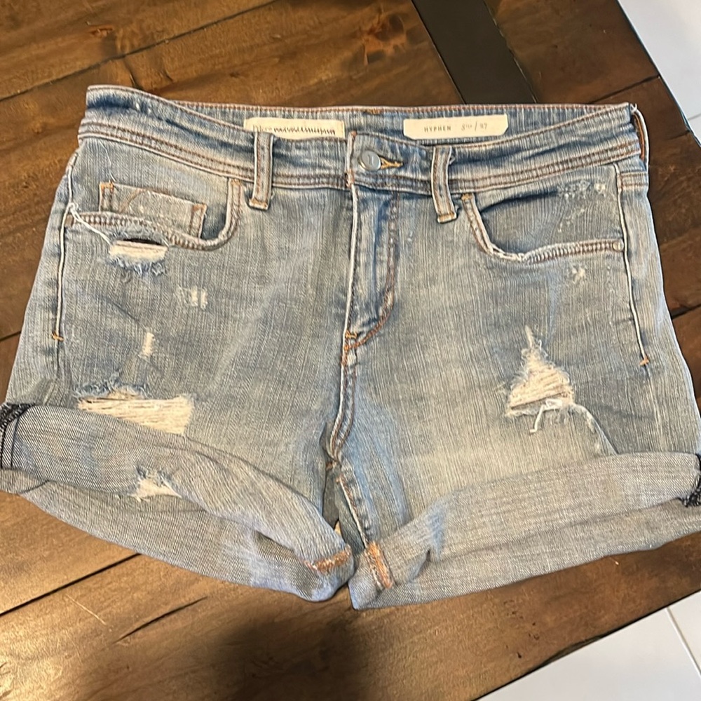 Pilcro Hyphen Cuffed Distressed Denim Shorts Size 27